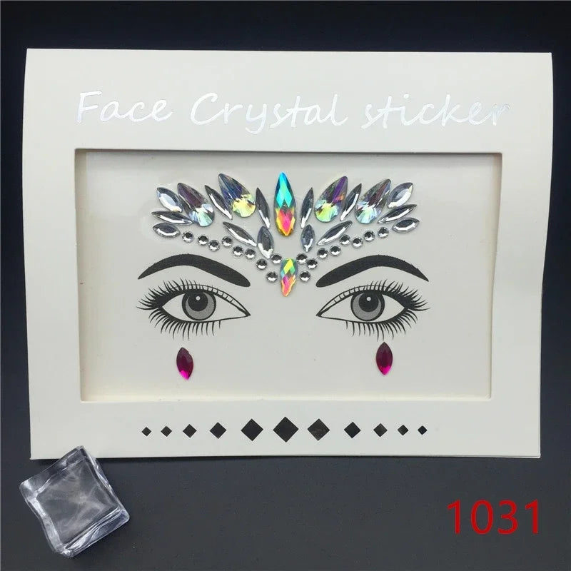 Face Gems Rhinestone Temporary Tattoo Jewels Festival Party Body Eyes Glitter Stickers Flash Mermaid Temporary Tattoos Sticker Qme 1031