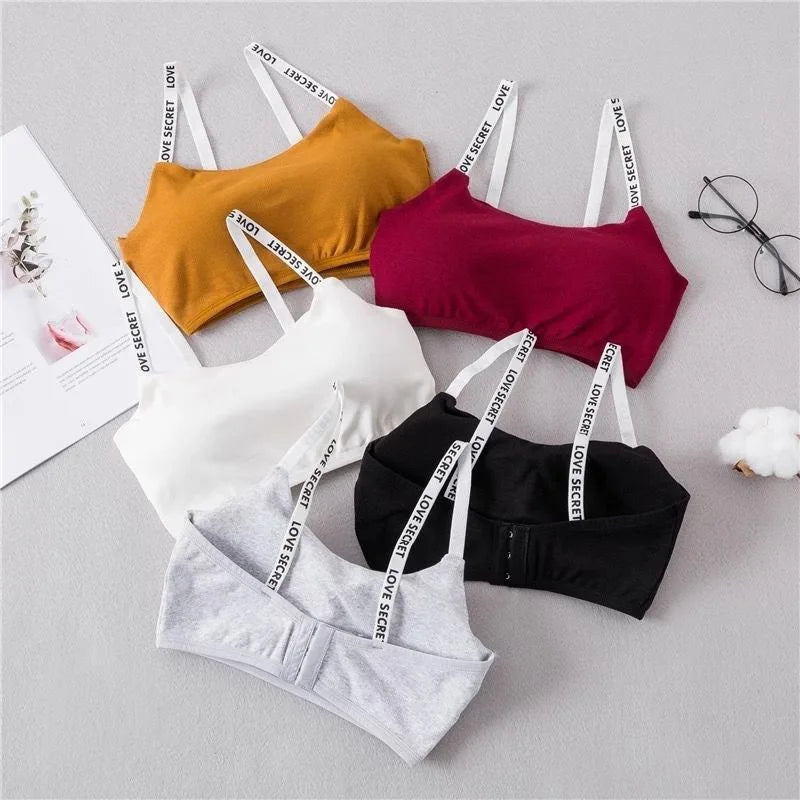 Women's Seamless Tube Bra Letter Strap Anti Exposure Sports Bralette Qme