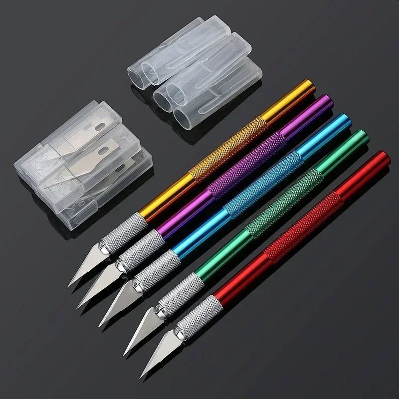 Dough Carving Knife Non-Slip Handle With 10Pcs Blade Scalpel Engraving Cutter Sculpture Carving Knife Pastry Baking Cake Tools Qme