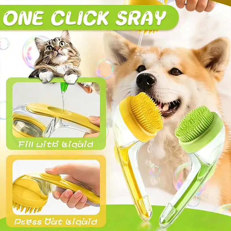 Grooming Cleaning Fur Hair Pet Cat Bath Brush Long Handled Massage Qme