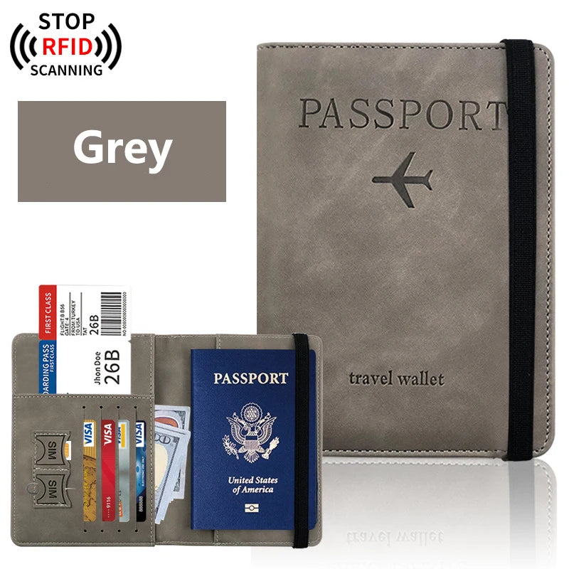 Passport Holder Travel Essentials Wallet Cover Case Accessories Book Qme Grey