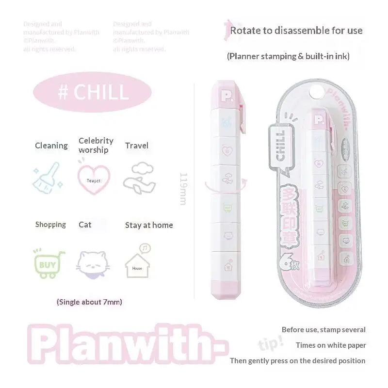 Cute Kawaii Multilink Mood Stamp Lightweight INS Decor Journal Qme A9