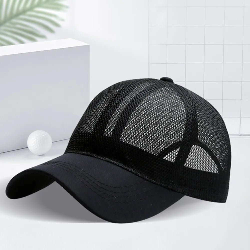 Adjustable Full Mesh Baseball Cap Sun Protection Openwork Quick Dry Baseball Cap Polyester Soild Color Hollow Out Baseball Cap Qme