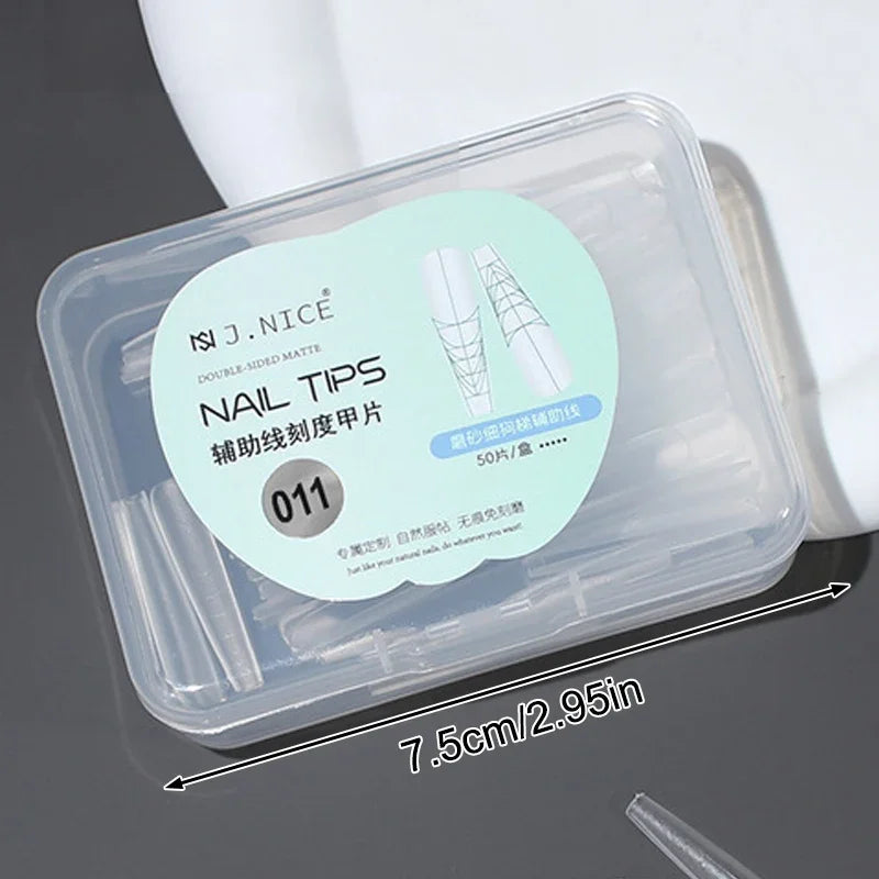 Fake Nails Long Trapezoid Auxiliary Lines Box Acrylic Finger UV Gel Qme
