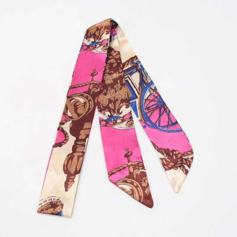 Skinny Scarf Hair Small Women Simple Handle Ribbon Fashion Printing