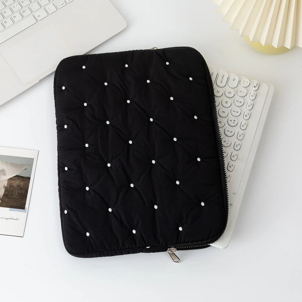 Embroidered Dot Computer Bag, Simple Solid Color Tablet Bag, Inner Bag, Laptop Storage Bag, Multiple Sizes To Choose From Qme