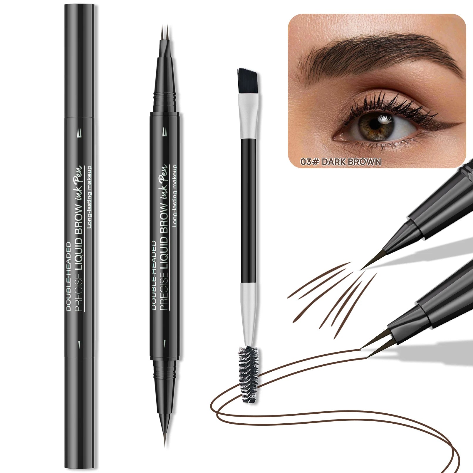 Two-Pronged Eyebrow Pencil Waterproof Sweatproof Non-smudging Multifunctional Natural Eyebrow Pencil Makeup Cosmetics Qme 9708-3