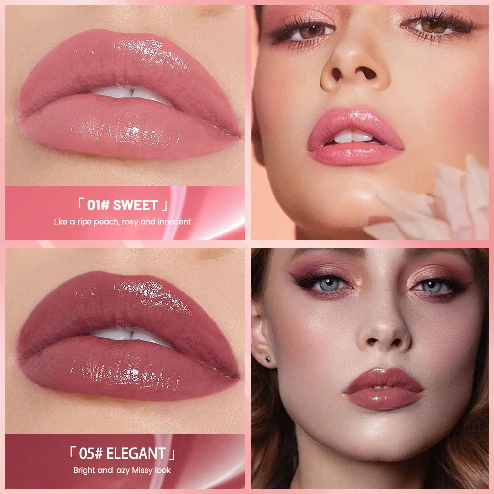 QIBEST Watery Lip Glaze Moisturizing Sexy Red Liquid Lipstick Mirror Glossy Lip Stain Tint Lasting Makeup Nude Purple Lipgloss Qme