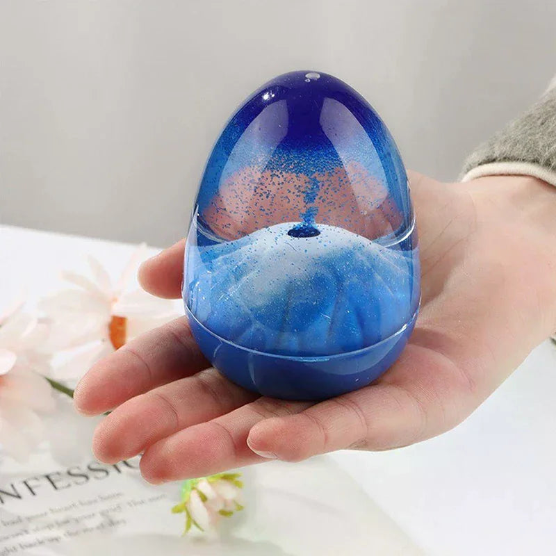 Eggshell Volcanic Eruption, Floating Sand Volcanic Eruption Ornament, Acrylic Crystal Liquid Hourglass Timer Ornament. Qme