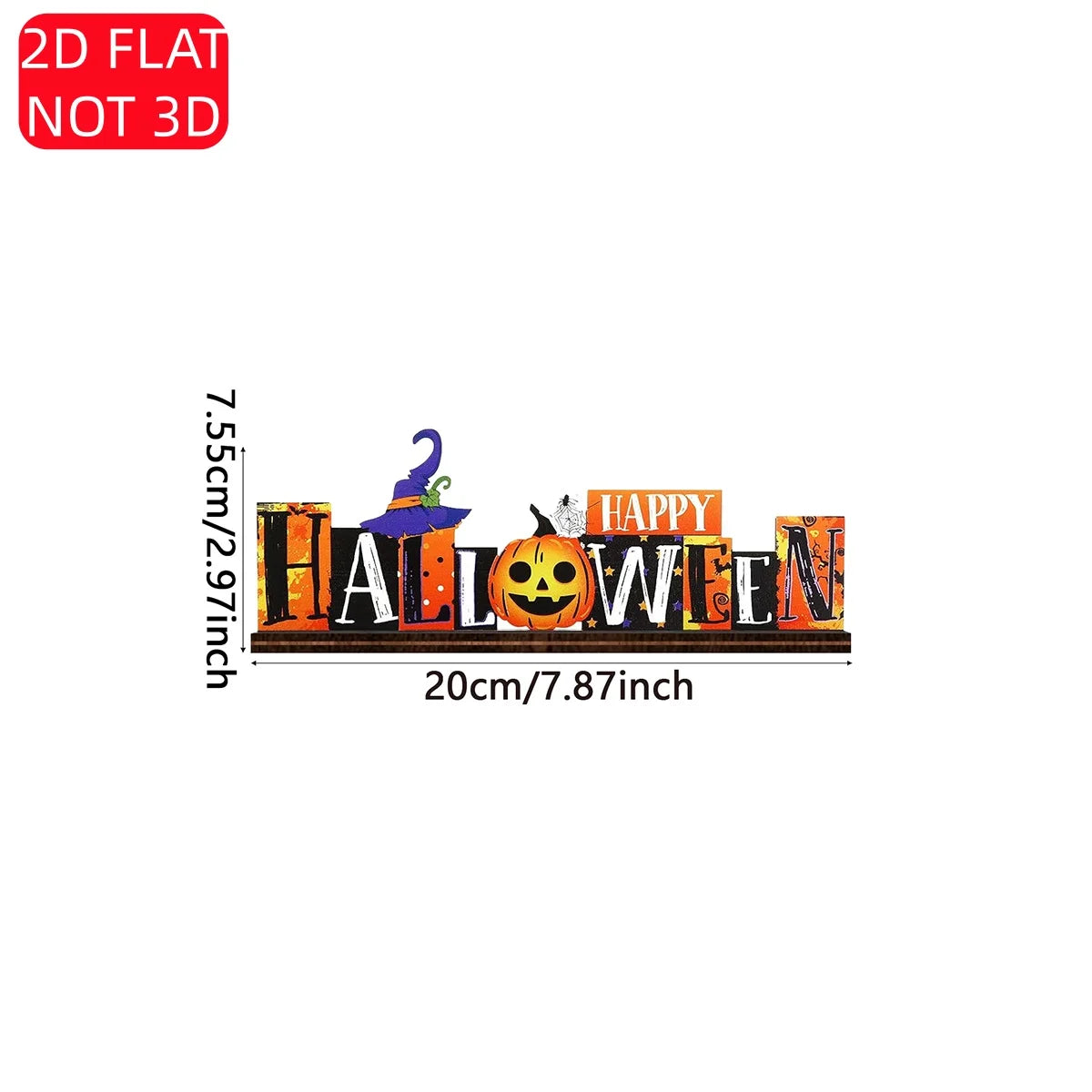 1 Set of 2D Halloween Wooden Tabletop Decorations, "Happy Halloween" Spooky Pumpkin Witch Hat Spider Web Pattern, Vintage Halloween Farmhouse Store Party Event Decorations ﻿ Qme