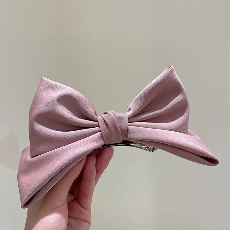 Korean Princess Hairpin 3D Bow Cute Hair Clips Ribbon Barrettes Girls Sauna Wear Women Hair Accessories Spring Qme Pink