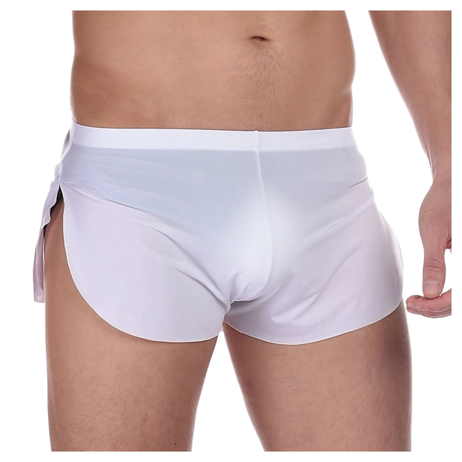 Men's Solid Color Lightweight Underwear Sexy See-throught Three-point Pants Home Comfy Summer Shorts Qme