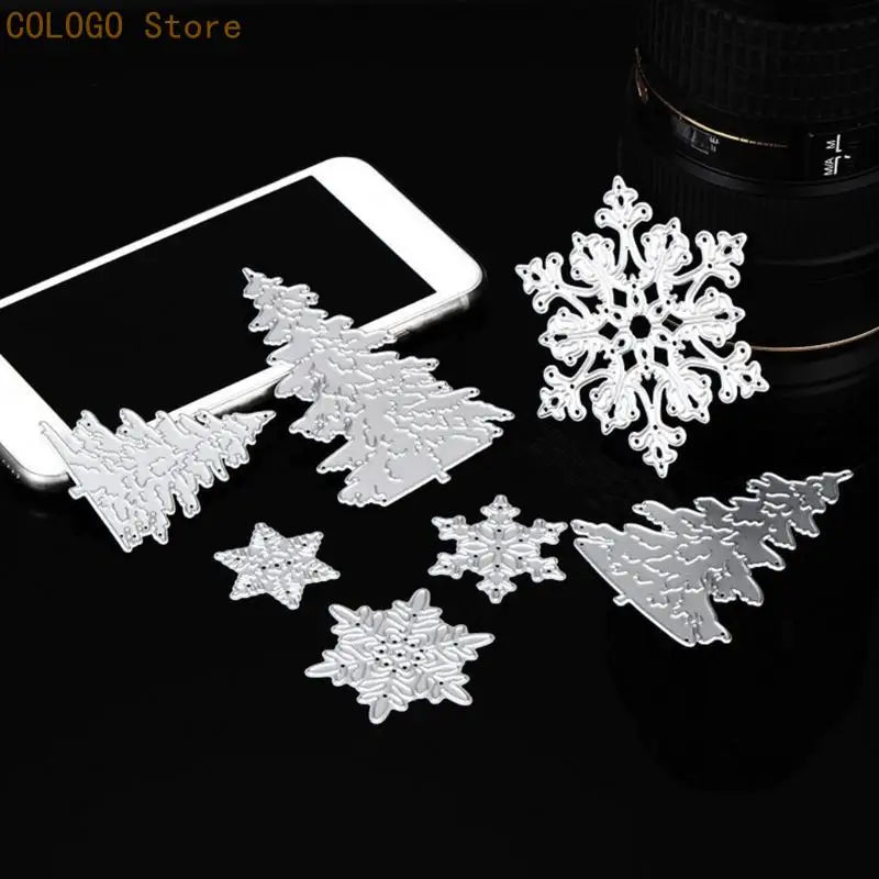 7x Christmas Tree Die Cuts Snowflake-cutting Dies DIY Embossing Mold Qme