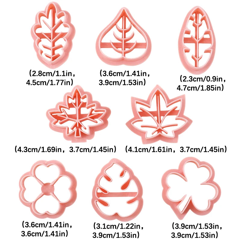 8 Pieces Cute Leaves Cookie Cutters For Baking Cookie Mould Press Leaves Cookie Mould Set Kitchen Tools Plastic Cookie Stamps. Qme