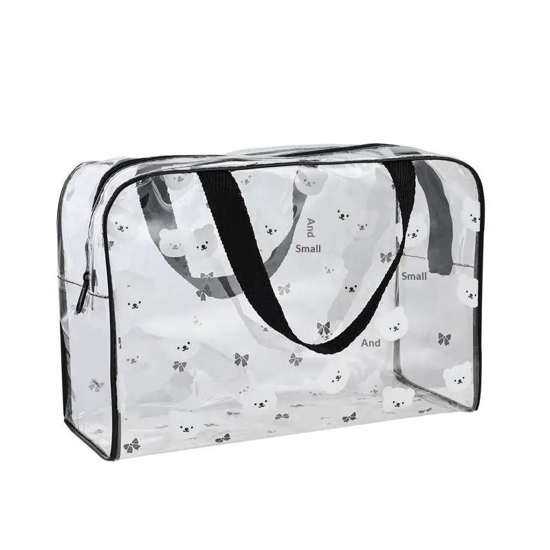 1Pcs Portable Cosmetic Organizer Large Capacity Transparent PVC Printed Toiletry Bag Travel Toiletry Make Up Bag Qme A2