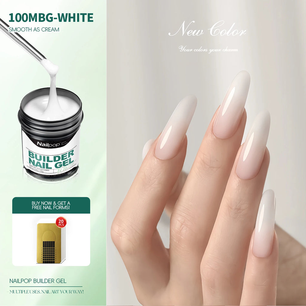 Nailpop100g Milky Smooth Builder Gel Large Capacity Nail Extension Qme 100MBG-White