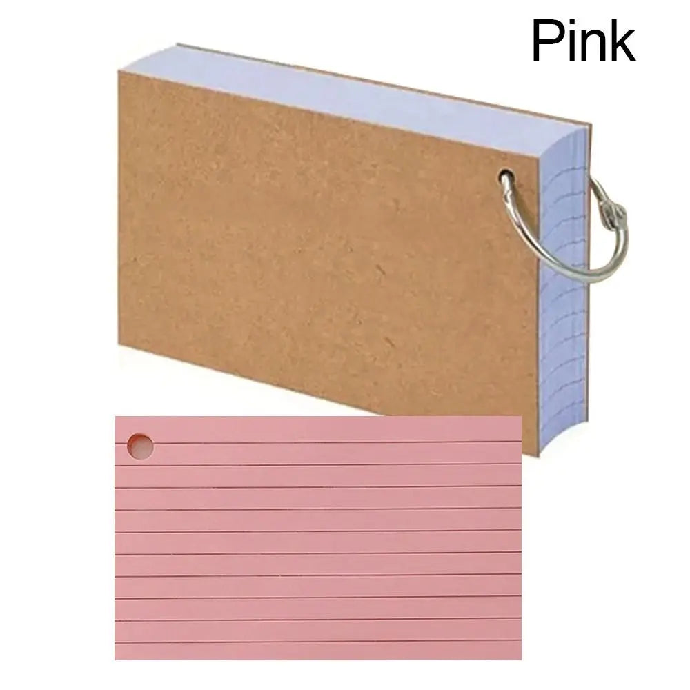 50PCS Binder Horizontal Line Memo Book Loose-Leaf Index Cards Flash Cards Small Revision Cards for Study Office Note Pads Qme Pink