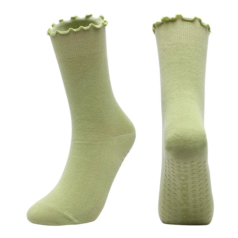 Ladies' Fitness Cotton Breathable Non- Pilates Yoga Socks Damping Dance Ballet Grip Socks Solid Color Casual Knee-high Socks Qme g One Size