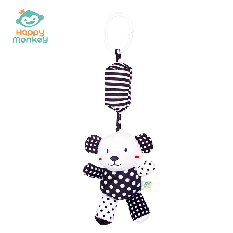 Cute Animal Rattle Hanging Ornament Soft Plush Educational Bell Toy Qme panda M