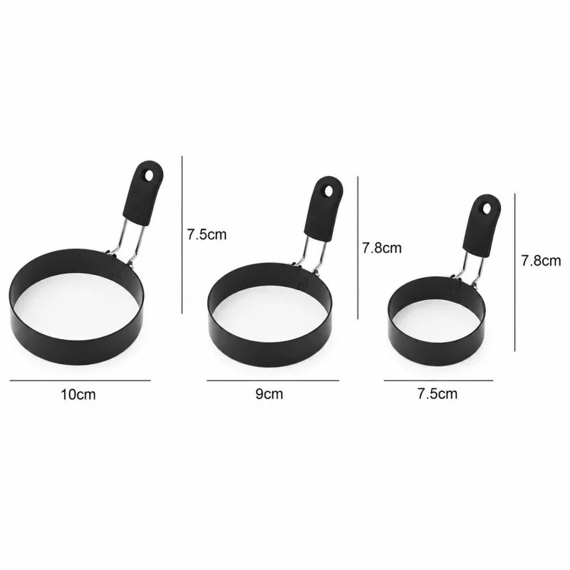 Anti-scald Egg Fried Ring Professional Stainless Steel Nonstick Round Pancake Mold Cooking Egg Mould Breakfast Sandwich Tools Qme Dia 7.5-9-10cm