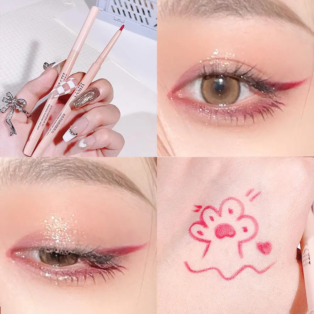 Matte Red Brown Eyeliner Gel Pencil Ultra-thin Long Lasting Quick Dry Smooth Eye Shadow Lying Silkworm Pen Makeup Cosmetics Qme 03