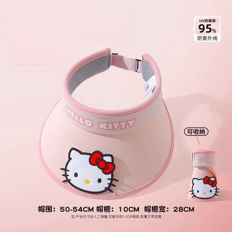 Hello Kitty Kuromi Sun Protection Hat New Spring/Summer Sun Hat Student Sun Hat Open-Top Wide-Brim Hat Qme hangna-1