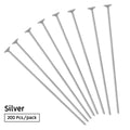 100-200pcs/lot 15-70mm Flat Head Pins Gold/Silver Color/Rhodium Headpins For DIY Jewelry Findings Making Accessories Supplies Qme Silver color 22mm x 200Pcs