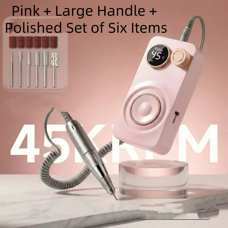 35000RPM Portable Low Noise Electric Handle Nail Remover Dead Skin Removal Nail Polish Grinding Machine for Nail Salons Qme 1pcs Pink A
