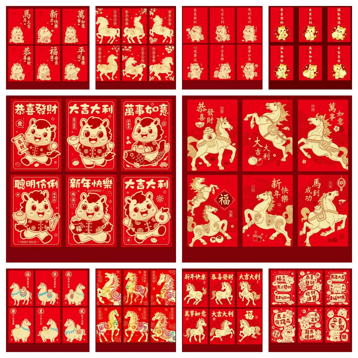 2026 Horse Year Red Envelope Pocket Creative Cartoon Spring Festival Qme