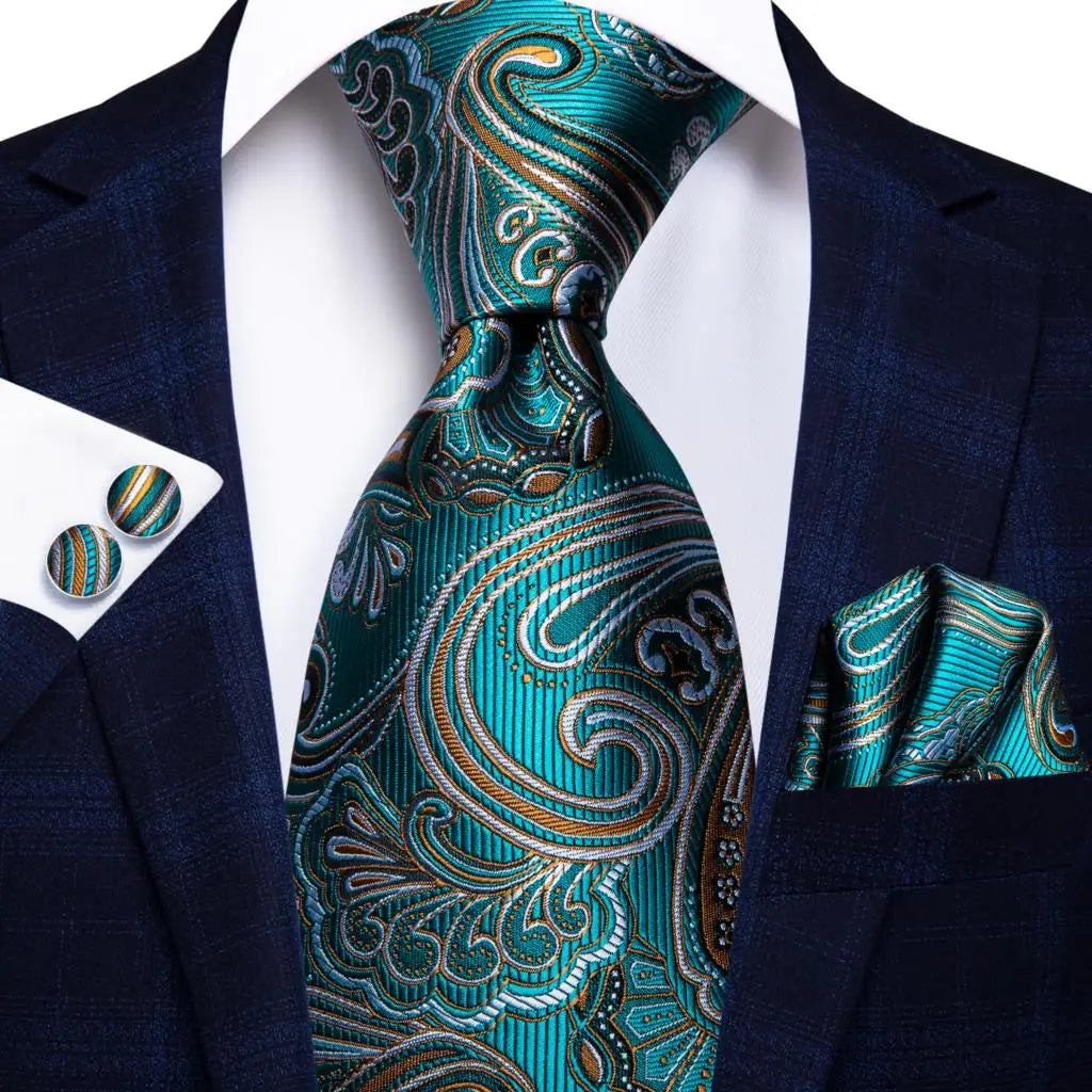 Business Black Solid Paisley Men's Tie Neck Strip Ties Men Formal