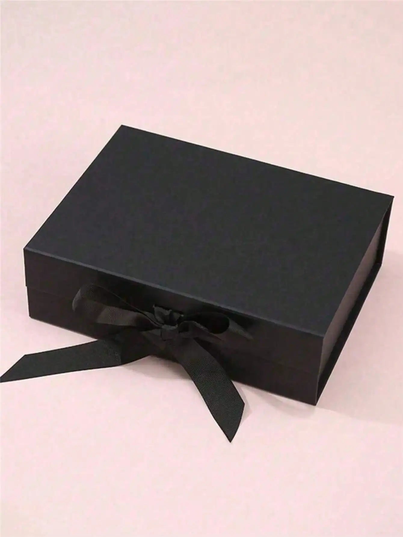 Foldable Magnetic Closure Solid Ribbon Box Wedding Party Suitable Qme black L Other