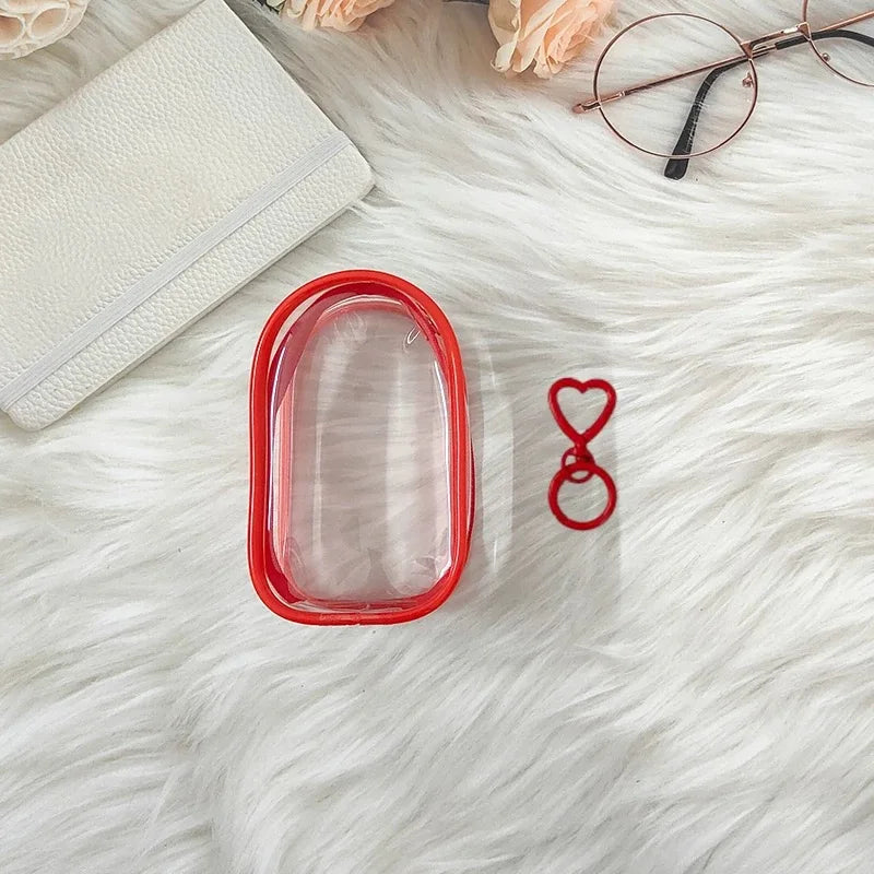 Suitable for 10cm stretch cloth and plush toy protective cover, with transparent strap hanging PVC display bag Qme Red