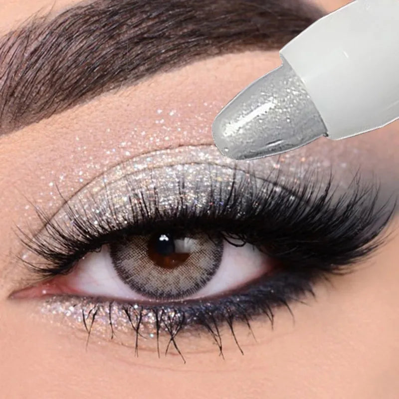 Brightening Highlighter Pen, Long Lasting Waterproof, Smooth Matte Pearly Glitter White Silvery Eyeliner Eyeshadow Stick Qme