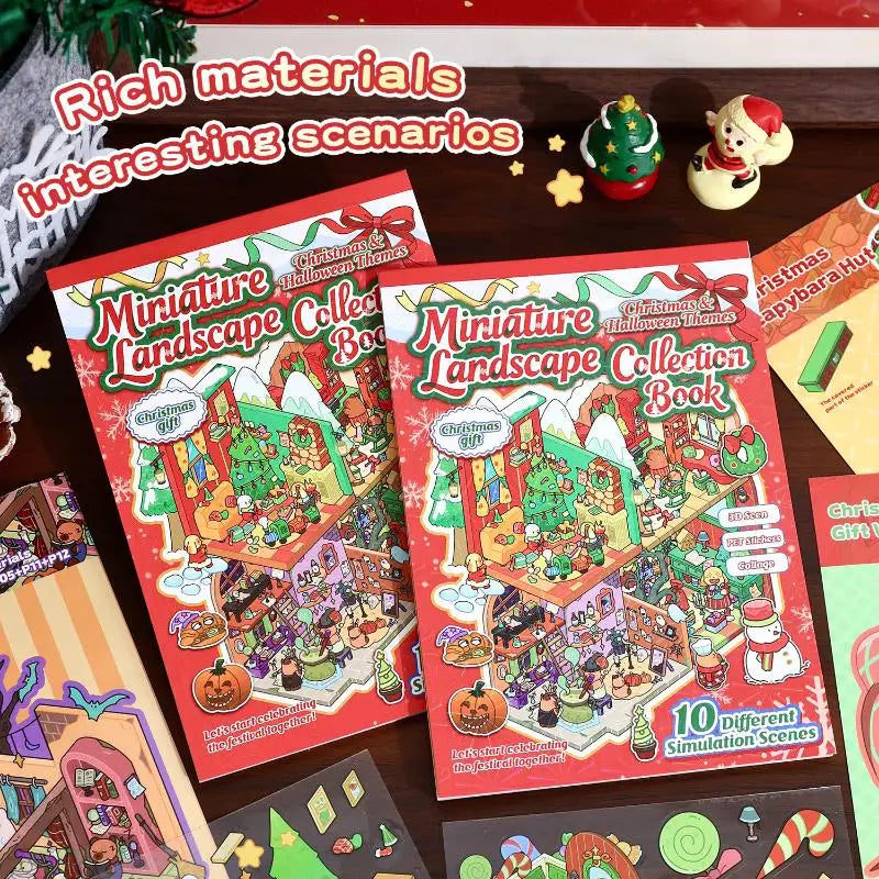 Cartoon Christmas Miniature Scene Diorama Stickers DIY Handmade Qme