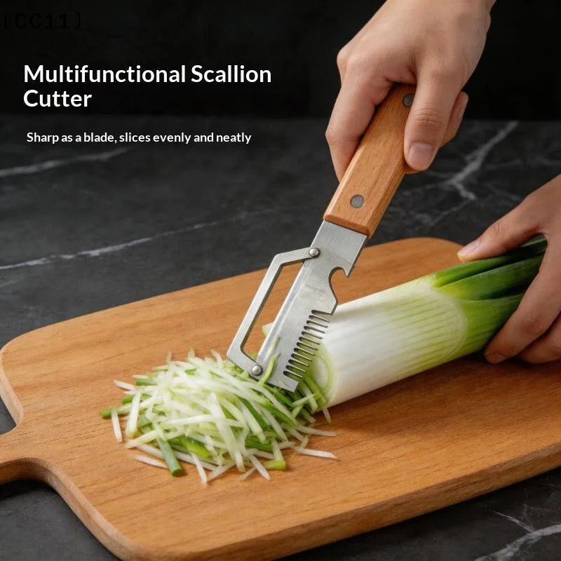 Stainless Steel Vegetable Peeler Wooden Plastic Handle 3-in-1 Fruit Qme