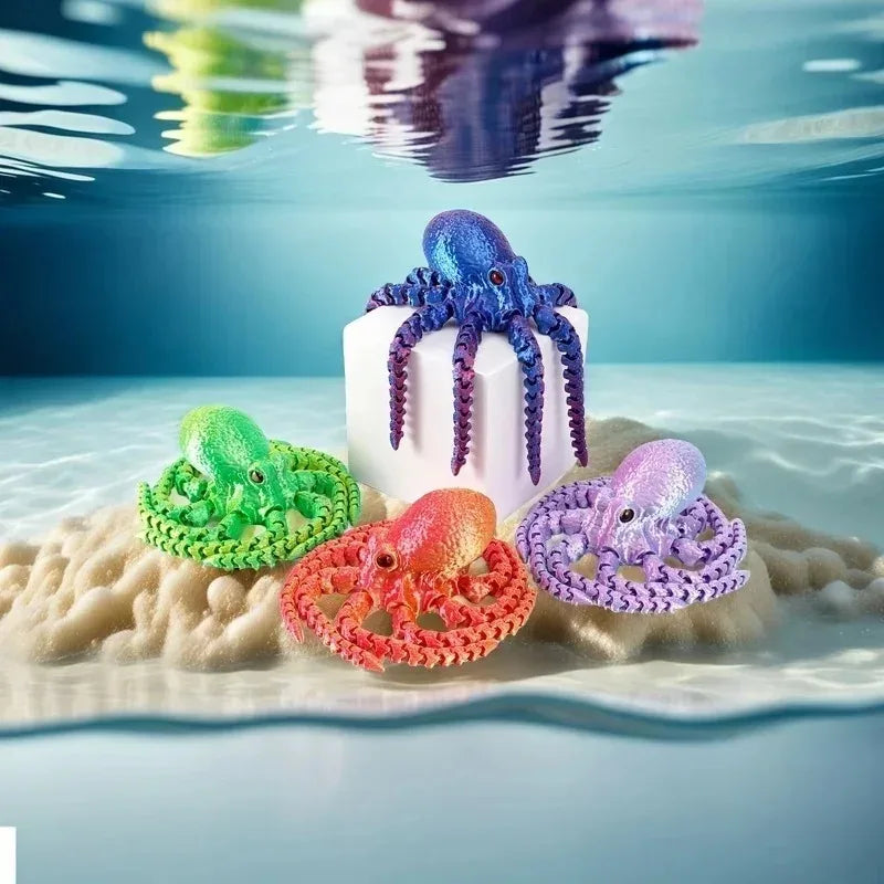 3D-Printed Articulated Octopus Figurine: A Realistic, Articulated Stress-and Creative Decorative Item Qme
