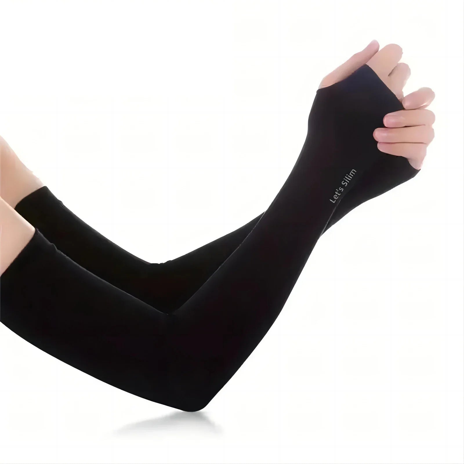 1 Pair Ice Silk Sun Protection Arm Covers Unisex Elbow Cover Outdoor Cycling Running Fishing Driving Cool Anti-UV Arm Sleeves Qme black