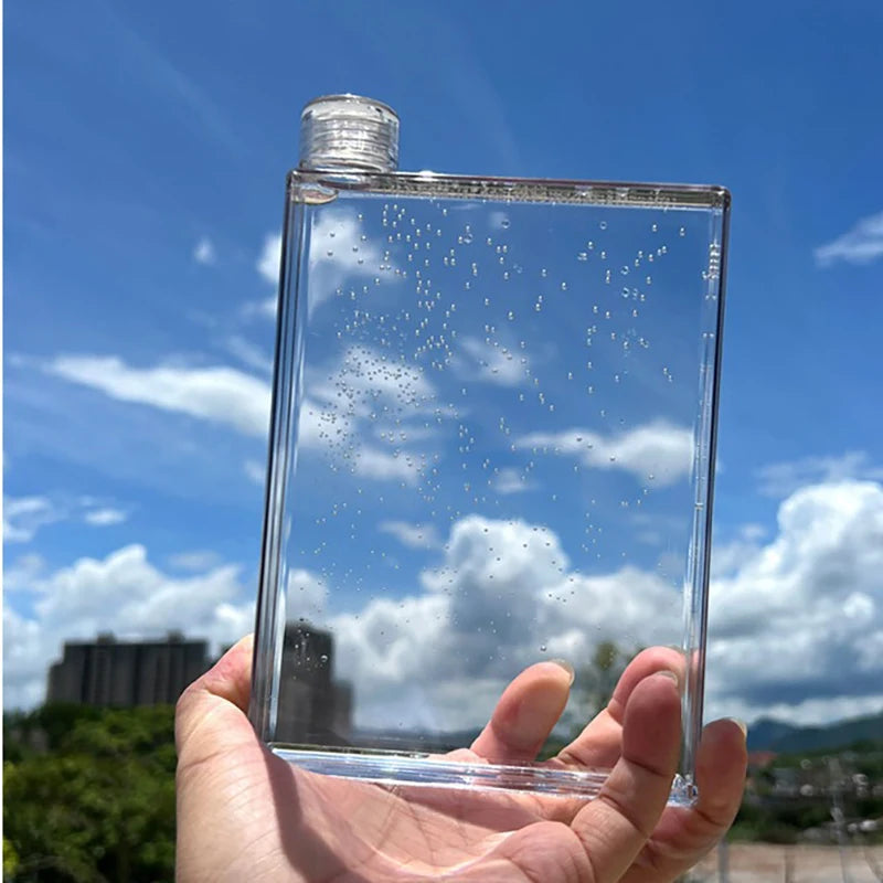 Outdoor Square Water Bottle Temperature Resistant Flat Cup Qme white
