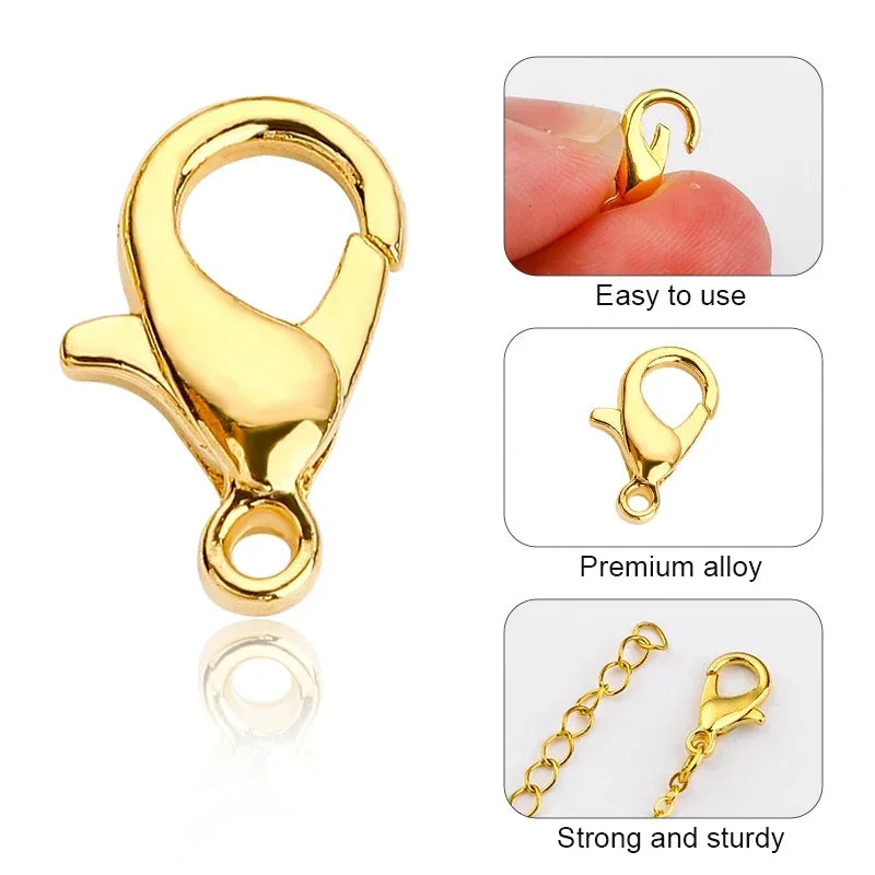 300pc Jewelry Making Connect Kit Durable Lobster Clasps & Jump Rings with Storage Box for DIY Chain Necklace Bracelet Supplies Qme
