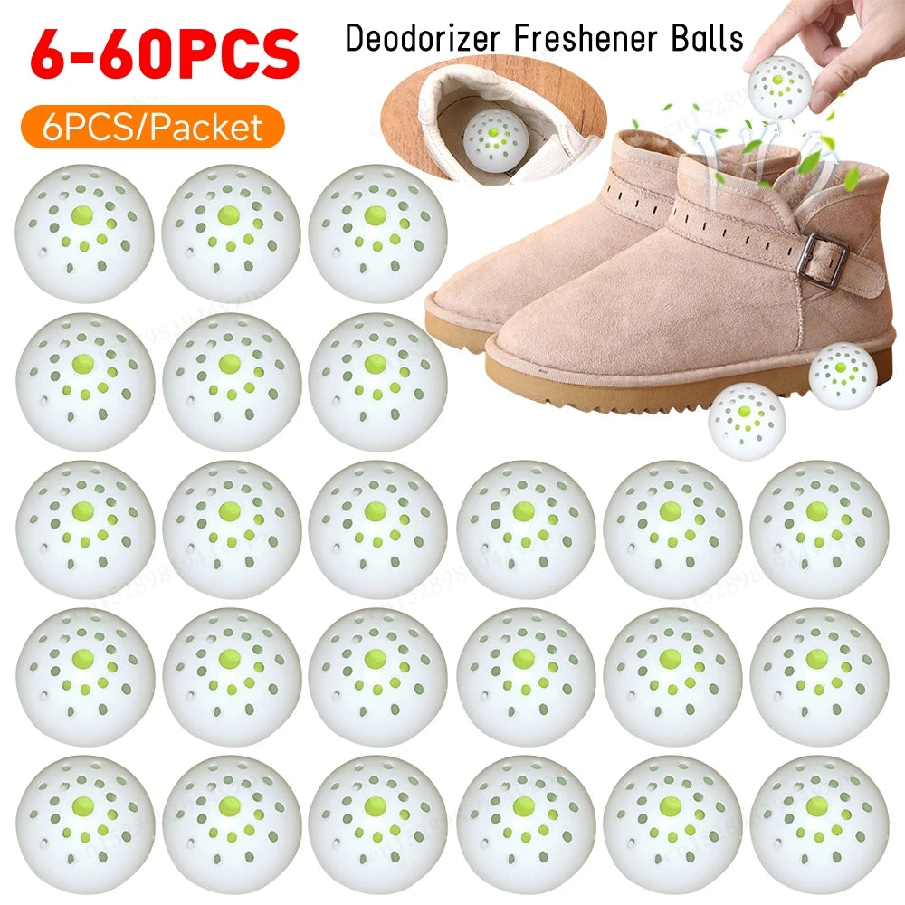 6-60PCS Shoes Deodorant Balls Jasmine Scent Fresheners Footwear Shoe Closet Toilet Deodorization Long-lasting Aromatic 3cm Qme