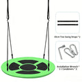 40 Inch Saucer Tree Swing for Kids Adults Outdoor Oxford Waterproof with Tree Hanging Straps Swing Seat Steel Frame Sports Toy Qme Green