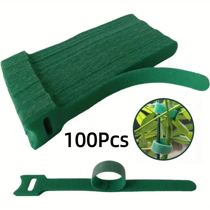50 Reusable Non-slip Nylon Plant Ties Hook Loop Fasteners Adjustable Qme 100Pcs