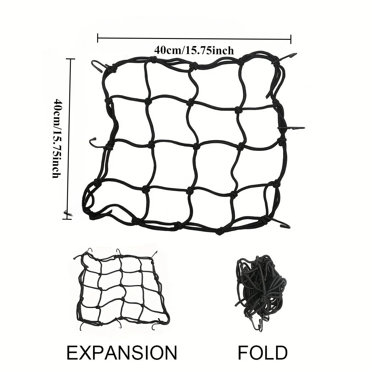 Heavy-Duty Off-road Cargo Net - Elastic Stretch for Secure Luggage Rack, Trunk Organizer, Safety Protective Net Pocket Qme