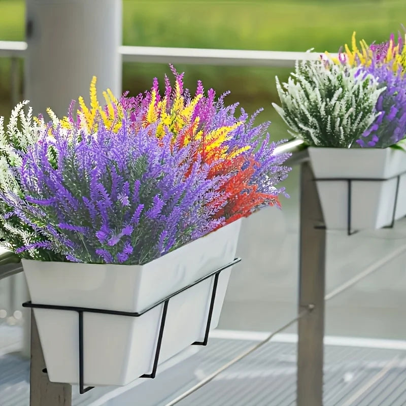 Artificial Lavender Flowers, Plastic Faux Plants for Outdoor Patio Decor, Home Room Table Decor Without Container Qme