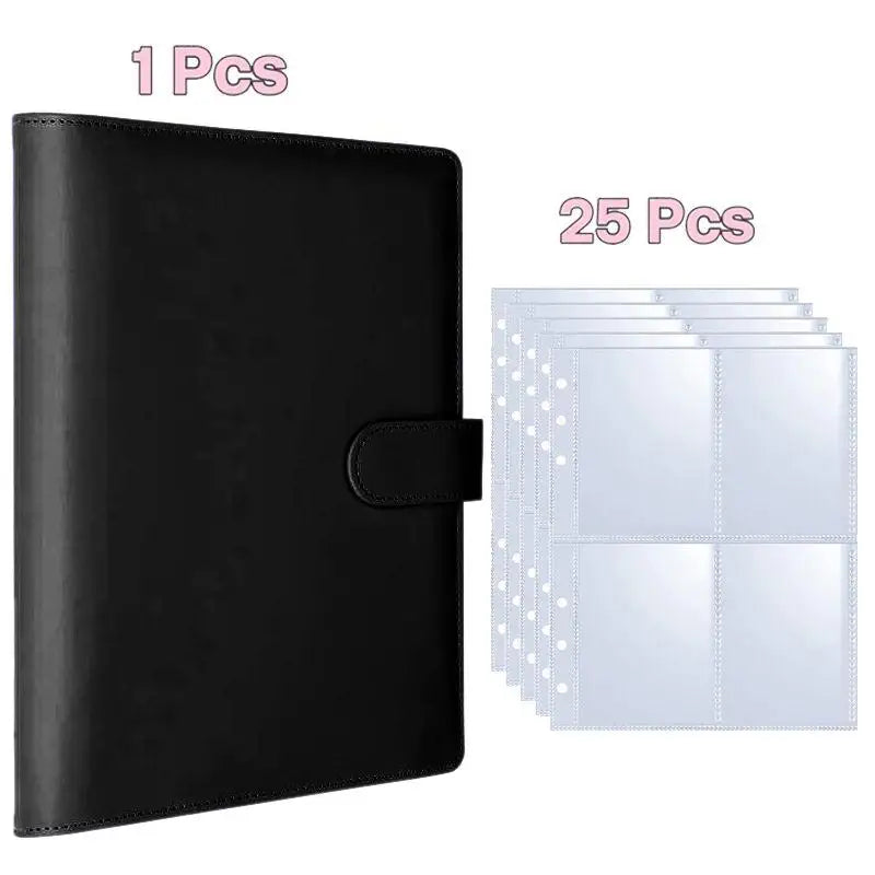 A5 Kpop Photocard Binder 25 Pages 4-Pocket Card Collector Album 200 Qme black