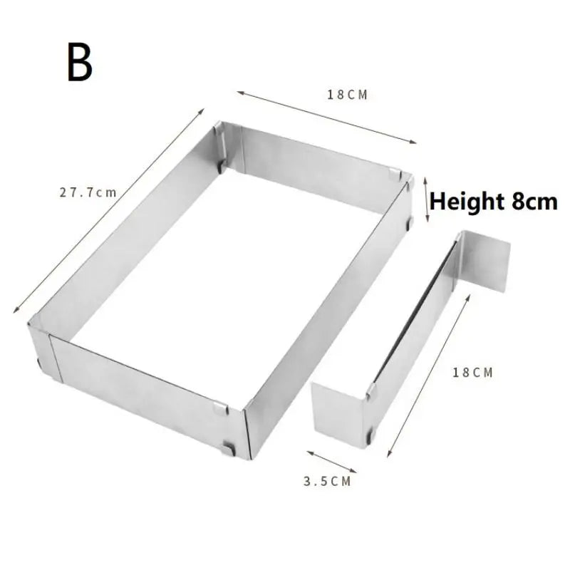 Rectangular Cake Mold Ring Adjustable Stainless Steel Square Mousse Qme B