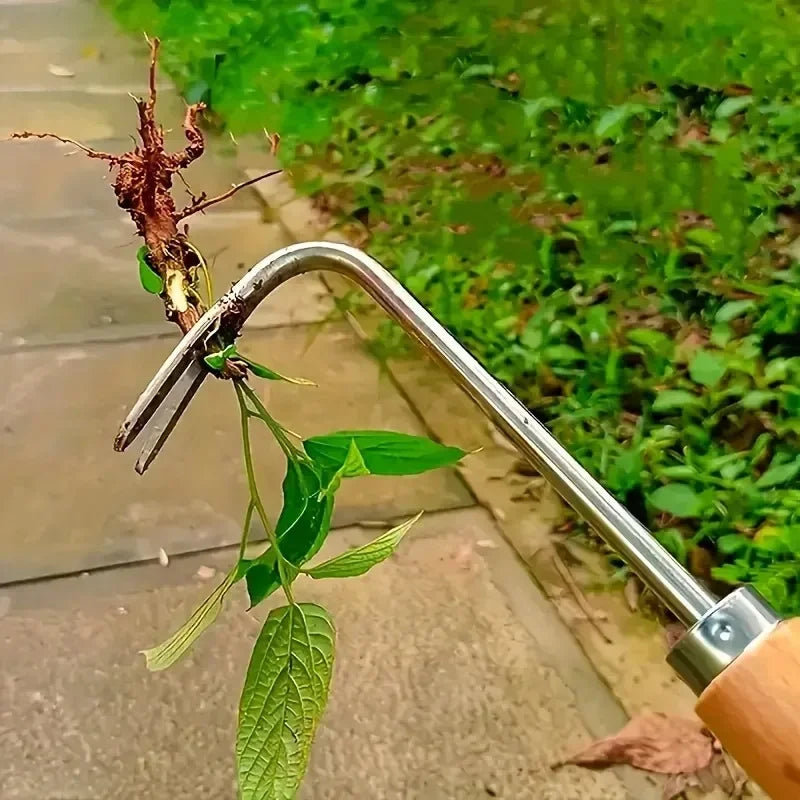Stainless Steel Manual Weed Puller Gardening Rake Hand Weeder Sharp Qme