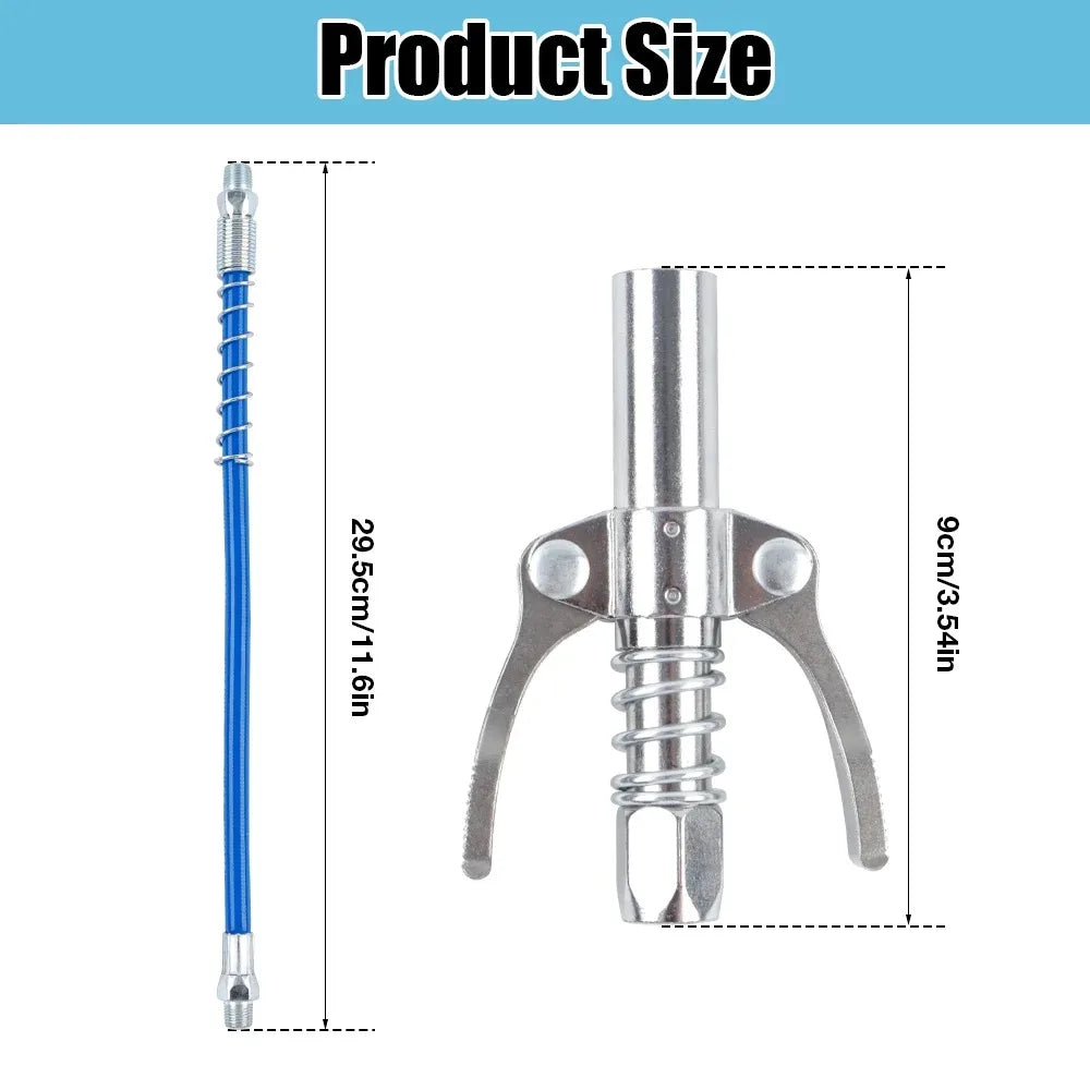 New 10000PSI Grease Gun Coupler Nozzle Hose Pump Syringe NPTI/8 Oil Pump Release Grease Nozzle Injector for Car Repair Tool Qme