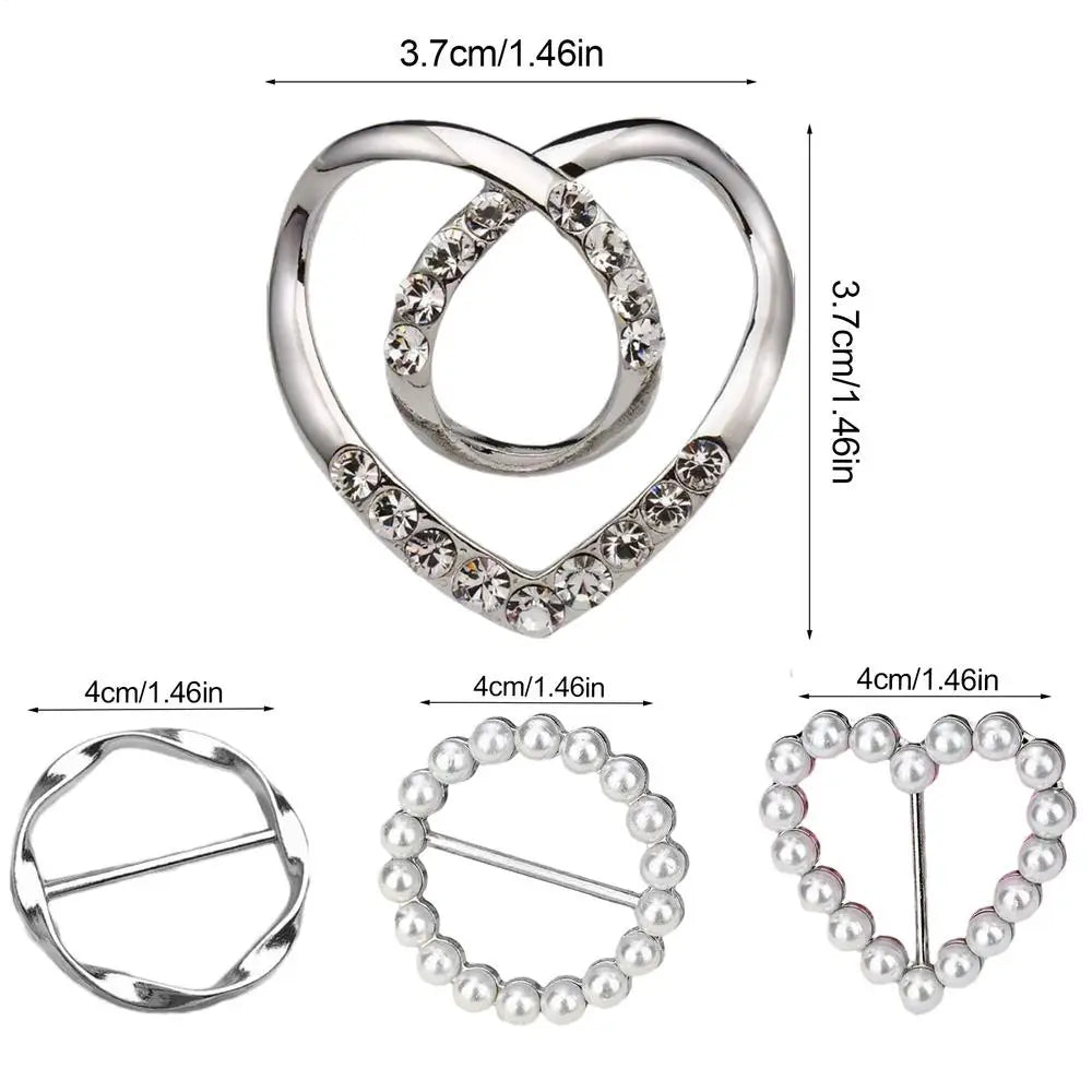 4pcs/Set Buckle Clothes For Women T-Shirt Tie Clips For Women Fashion Clothing Ring Wrap Holder Women Fashion Metal Buckle Qme Silver