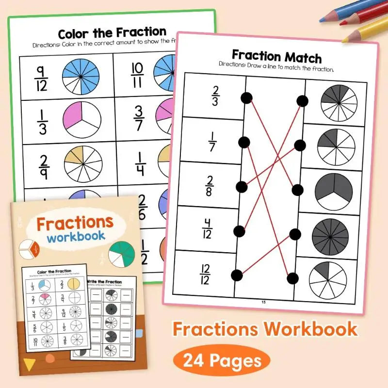Montessori Fractions Workbook Arithmetic Learning Teaching Aids Grade Qme Default Title